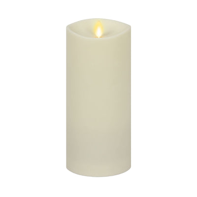 Luminara Outdoor Moving Flame 3.75" Pillar Flameless LED Candle, IPX4, Remote Ready, Plastic, Ivory (9-inch)