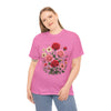 Wildflowers and Pink & Red Roses, Graphic T-Shirts for Women, Floral Shirt, Womens Short Sleeve, Ladies Graphic Tees #5134TTS