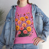 Wildflowers and Pink & Yellow Roses, Graphic T-Shirts for Women, Floral Shirt, Womens Short Sleeve, Ladies Graphic Tees #5140TTS