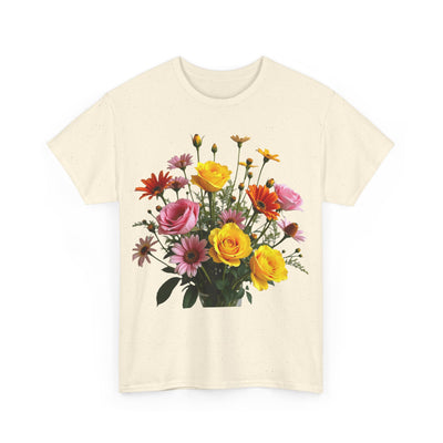 Wildflowers and Pink & Yellow Roses, Graphic T-Shirts for Women, Floral Shirt, Womens Short Sleeve, Ladies Graphic Tees #5138TTS