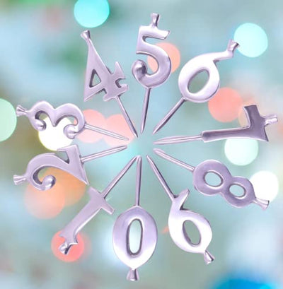 The Metal Magician Aluminum Birthday Candles, Silver Birthday Candles, 10 Birthday Candle Pack, Birthday Candles for Cake, Aesthetic Candles, Sparkler Candles for Birthday Cake, Birthdate Candle Set