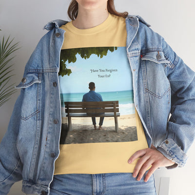 Have You Forgiven Your Ex?Man on Bench Looking at Waves, Forgiving T-Shirt, Forgiveness, Relationship Healing Top #5005STS