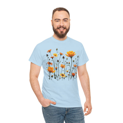 Wildflowers and Yellow Roses, Graphic T-Shirts for Women, Floral Shirt, Womens Short Sleeve, Ladies Graphic Tees #5011TTS