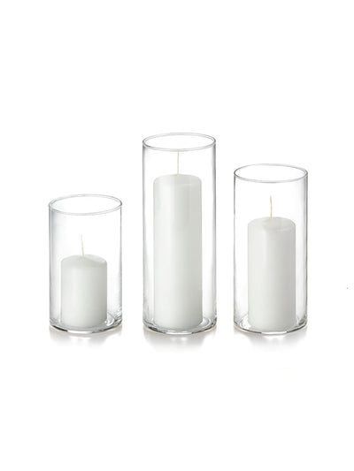 yummi Set of 36 Slim Pillars and Cylinder Vases - White