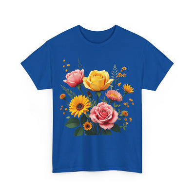 Wildflowers and Pink & Yellow Roses, Graphic T-Shirts for Women, Floral Shirt, Womens Short Sleeve, Ladies Graphic Tees #5146TTS
