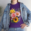 Wildflowers and Pink & Yellow Roses, Graphic T-Shirts for Women, Floral Shirt, Womens Short Sleeve, Ladies Graphic Tees #5145TTS