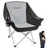 KingCamp Oversize Camping Folding Padded Seat with Cooler Bag and Armrest Cup Holder, Black&Dark Gray, Sofa Chair - Black