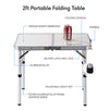 Folding Camp Table Small, 24''L x16''W with Adjustable Height Legs, Indoor Outdoor Lightweight Portable Aluminum Dining Table for Picnic Camping 2-Feet（2 Heights 10"/19"）