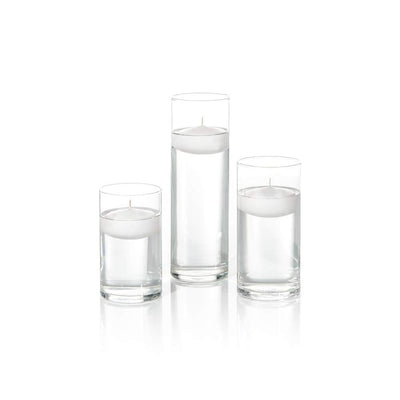 Yummi Set of 36 Floating Candles and Cylinder Vases - White