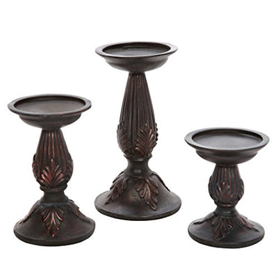 Hosley Set of 3 Resin Pillar Candle Holders 8 Inches 6 Inches and 4.5 Inches High Ideal for LED and Pillar Candles Gifts for Weddings Party Home Spa Reiki Aromatherapy Votive Candle Gardens O3