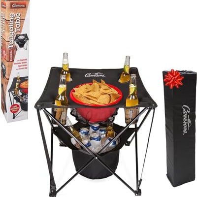 All-in-One Tailgating Table - Collapsible Folding Camping Table with Insulated Cooler, Mesh Food Basket and Travel Bag for Barbecues, Camping, Superbowl Football Tailgate Parties -Great BBQ Grill Gift