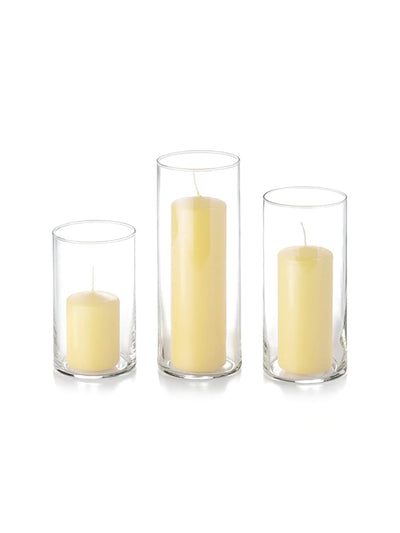 yummi Set of 36 Slim Pillars and Cylinder Vases - Buttercup