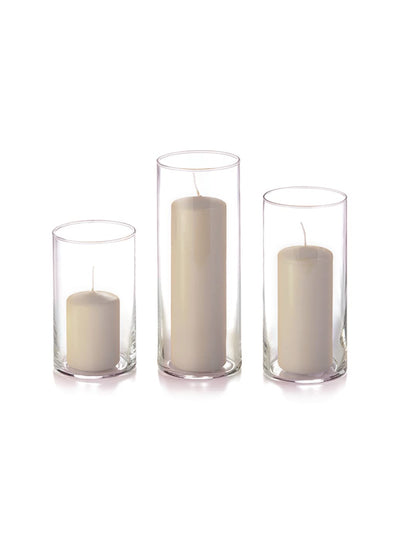 yummi Set of 12 Slim Pillars and Cylinder Vases - Sandstone