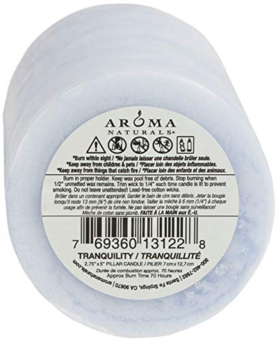 Aroma Naturals Essential Oil Scented Pillar Candle, Tranquility, 2.75 Inch X 5 Inch, Lavender, 1 Pound