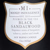 Manly Indulgence Black Sandalwood Scented Candle for Men 15 oz – Bergamot, Tobacco, Amber & Musk - Wood Wick - Up to 60 Hours Burn - Soy Blend Wax, USA Poured – Signature Collection