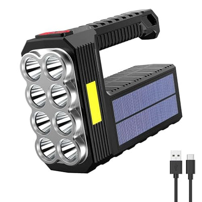Flashlight Rechargeable Flashlights, 100000 High Lumens Super Bright 8 LED COB Sidelight with 3 Modes, Portable Lightweight Waterproof Spotlight Flashlight for Emergency (Black) (1PCS)