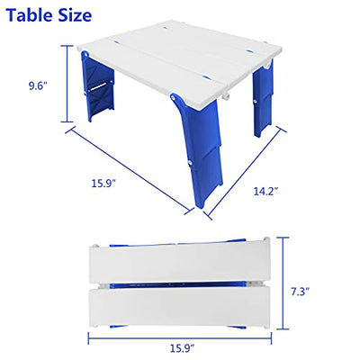 15.9"x14.2"x9.6" Large Portable Folding Beach Table for Sand Foldable Height Adjustable Side Table Desk for Camping Picnic BBQ with Carry Bag, Blue