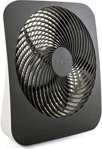 Treva 10-Inch Portable Desk Battery Fan, Powered by Battery and/or AC Adapter - Air Circulating with 2 Cooling Speeds, With Built In USB Charging Port