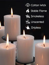 MAKALONE White Pillar Candles Set of 6-2.8" x 4" Unscented Pillar Candles Bulk- for Wedding, Parties, Spas and Dinner, Home Decoration, Church