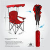 ALPHA CAMP Camp Chairs with Shade Canopy Chair Folding Camping Recliner Support 350 LBS - Red