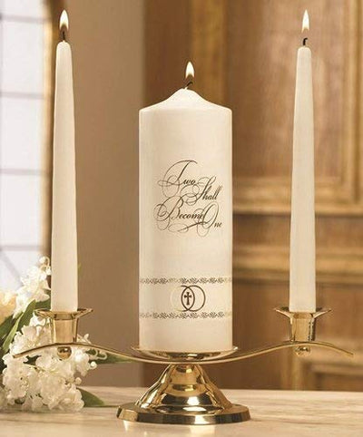 Two Shall Become One Unity Candle Set, 9 Inch x 3 Inch