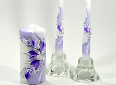 Magik Life Unity Candle Set for Wedding - Wedding Unity Set for Reception and Ceremony - Candle Sets - 6 Inch Pillar and 2 * 10 Inch Tapers-Royal Violet