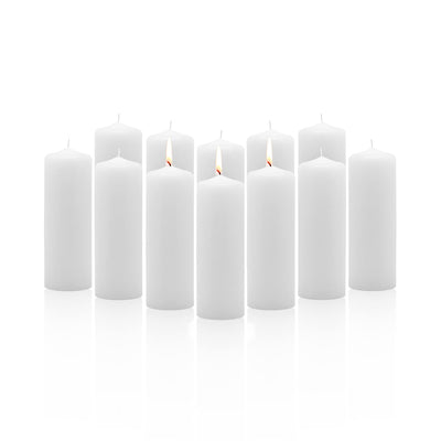 Royal Imports Pillar Candles White Unscented Premium Wax, 40 Hours Burning for Wedding, Spa, Party, Birthday, Holiday, Bath, Home Decor - 2"x6" Inch - Set of 12