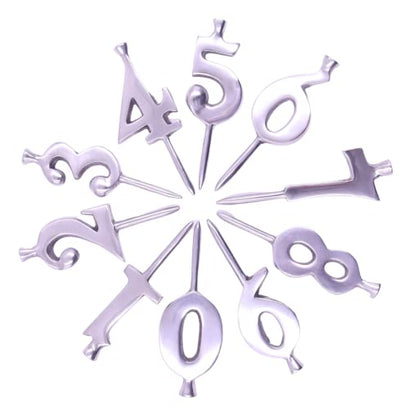 The Metal Magician Aluminum Birthday Candles, Silver Birthday Candles, 10 Birthday Candle Pack, Birthday Candles for Cake, Aesthetic Candles, Sparkler Candles for Birthday Cake, Birthdate Candle Set