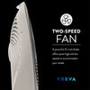 Treva 10-Inch Portable Desk Battery Fan, Powered by Battery and/or AC Adapter - Air Circulating with 2 Cooling Speeds, With Built In USB Charging Port