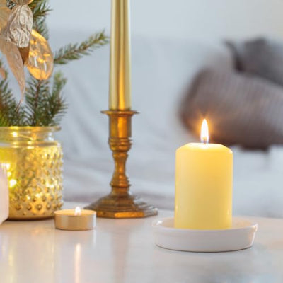 Yusevot 2 Inch Yellow Outdoor Citronella Pillar Candles, 24 Hour 2x3 Inch Dripless Scented Tapered Column Candles for Patio Home Party, Set of 8