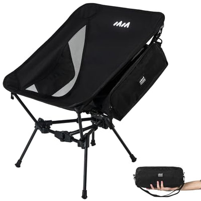 MISSION MOUNTAIN UltraPort Portable Camping Chair, Lightweight Foldable Chair, Ultralight Backpacking Chair for Outdoor Camp, Hiking, Travel, Beach, and Picnic - Compact Design (Black)