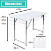 Go-Trio Folding Tables 4 Foot Small, Foldable Table Adjustable Height Desk, Card Table Indoor Outdoor, Portable Plastic Picnic Party Dining Camping Bar Low Tables, Fold in Half Heavy Duty, White