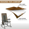 TIMBER RIDGE Foldable Padded Rocking Chair for Outdoor, High Back and Heavy Duty, Portable for Camping, Patio, Lawn, Garden, Yard or Balcony, Supports 300lbs (Brown)