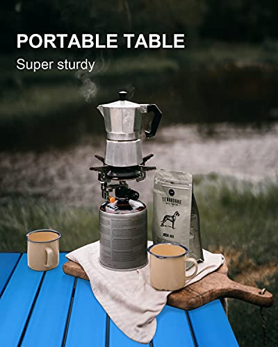 MSSOHKAN Camping Table Folding Portable Camp Side Table Aluminum Lightweight Carry Bag Beach Outdoor Hiking Picnics BBQ Cooking Dining Kitchen Blue Small