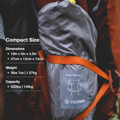 Helinox Chair Zero Large Ultralight Compact Backpacking Chair, Black