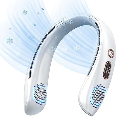 VEKK Neck Fan, Portable Bladeless Fan, 6000mAh Battery USB Rechargeable, LED Display, 360° Cooling Wearable Personal Fan, 3 Speeds, Quiet, Hands Free Neck Fans for Travel, Outdoor, Camping