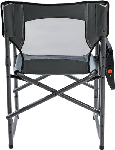 PORTAL Foldable Camp 2-Way Rotatable Side Table Outdoor Folding Chairs for Adults, Heavy Duty Supports 300LBS for Lawn Patio Beach, Grey