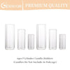 Glasseam Ribbed Glass Candle Holder, Cylinder Candle Holders for Pillar Candles, Clear Hurricane Candle Holder Set of 6, Decorative Floating Candle Vases for Centerpieces Wedding Table Decorations