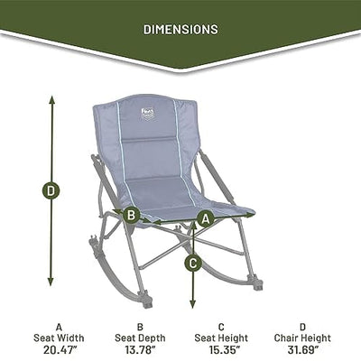 TIMBER RIDGE Folding Rocking Camping Chair with Hard Armrests, Portable Outdoor Rocker for Patio, Garden, Lawn, Supports up to 250 lbs, Blue