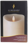 Luminara Flameless Pillar Candle (3.5"x5")- Moving Flame LED Battery Operated Lights with Unscented Real Wax - Scalloped Top - Remote Sold Separately (Ivory)