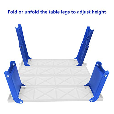 15.9"x14.2"x9.6" Large Portable Folding Beach Table for Sand Foldable Height Adjustable Side Table Desk for Camping Picnic BBQ with Carry Bag, Blue