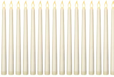 36 Pieces Flameless Taper Candles 11 Inch Flickering Candle Lights Faux LED Candles Battery Operated Candles Electric Fake Candles for Christmas Halloween Birthday Wedding Party Supplies (Ivory)