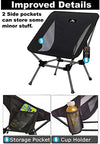 AnYoker Camping Chair, 2 Way Compact Backpacking Chair, Portable Folding Chair, Beach Chair with Side Pocket, Lightweight Hiking Chair Low Back Chair 0177 (Black)