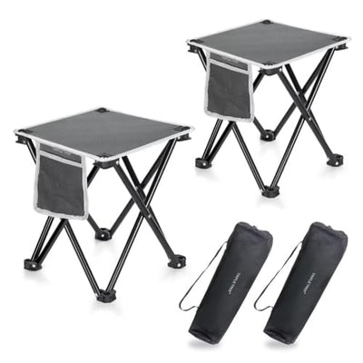 TRIPLE TREE 2 Pack Camping Stool, Grey, 13.8 Inch Portable Folding Stool for Outdoor Walking Hiking Fishing 400 Lbs Capacity with Carry Bag