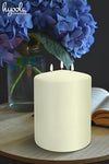 HYOOLA Ivory Three Wick Large Candle - 6 x 8 Inch - Unscented Big Pillar Candles - 188 Hour - European Made