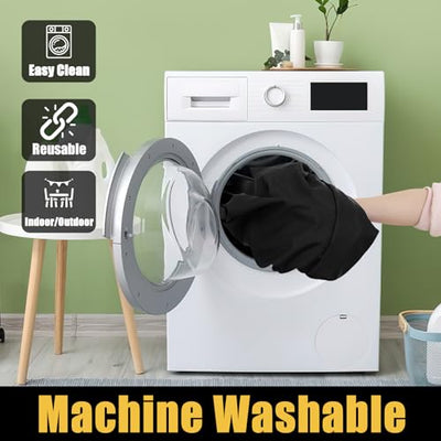 smiry Rectangle Picnic Table Cloth, Waterproof Elastic Fitted Tablecloths for 4 Foot Tables, Washable Polyester Table Cover for Camping, Indoor and Outdoor (Black, 30"x48")