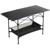 VEVOR Folding Camping Table, Aluminum Ultra Compact Outdoor Portable Fold Up Lightweight Table with Large Storage and Carry Bag, for Beach, Picnic, Travel, Backyard, BBQ, Patio, 45'' x 22'', Black