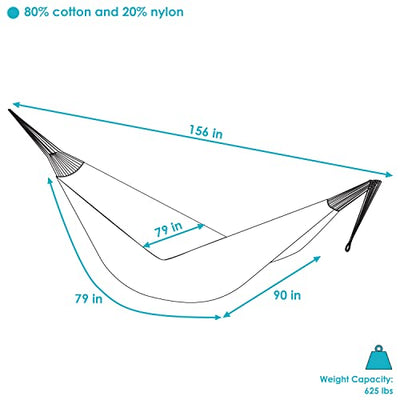 Sunnydaze Handwoven XXL Thick Cord Mayan Family Hammock - 625-Pound Capacity - Black/Natural