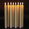 GenSwin Flameless Ivory Taper Candles Flickering with 10-Key Remote, Battery Operated Led Warm 3D Wick Light Window Candles Real Wax Pack of 6, Christmas Home Wedding Decor(0.78 X 9.64 Inch)