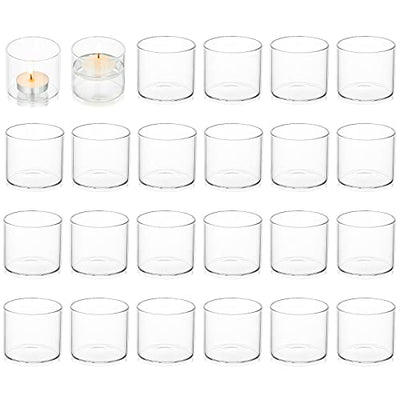 Votive Tea Light Holders Bulk - Clear Glass Tealight Candle Holder for Floating Candle as Candlelit Dinner Wedding Party Events Birthday Reception Centerpiece Accessories, Holiday Decor, 20pcs+Extra 4